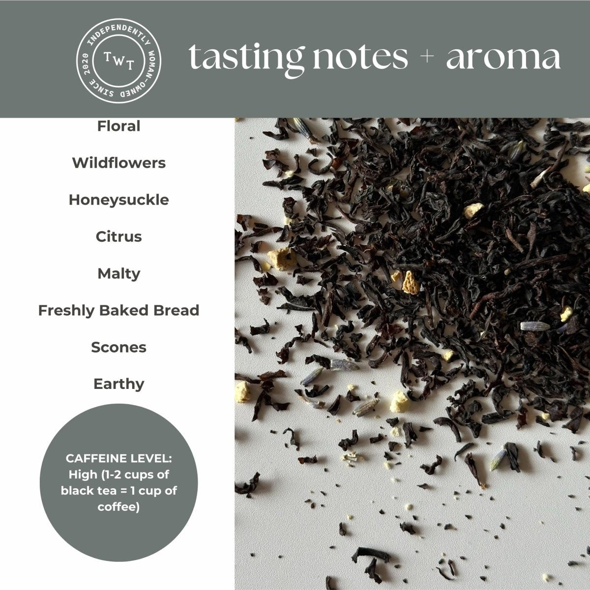 Lavender Earl Grey Mini Tea Tube with tasting notes and aroma