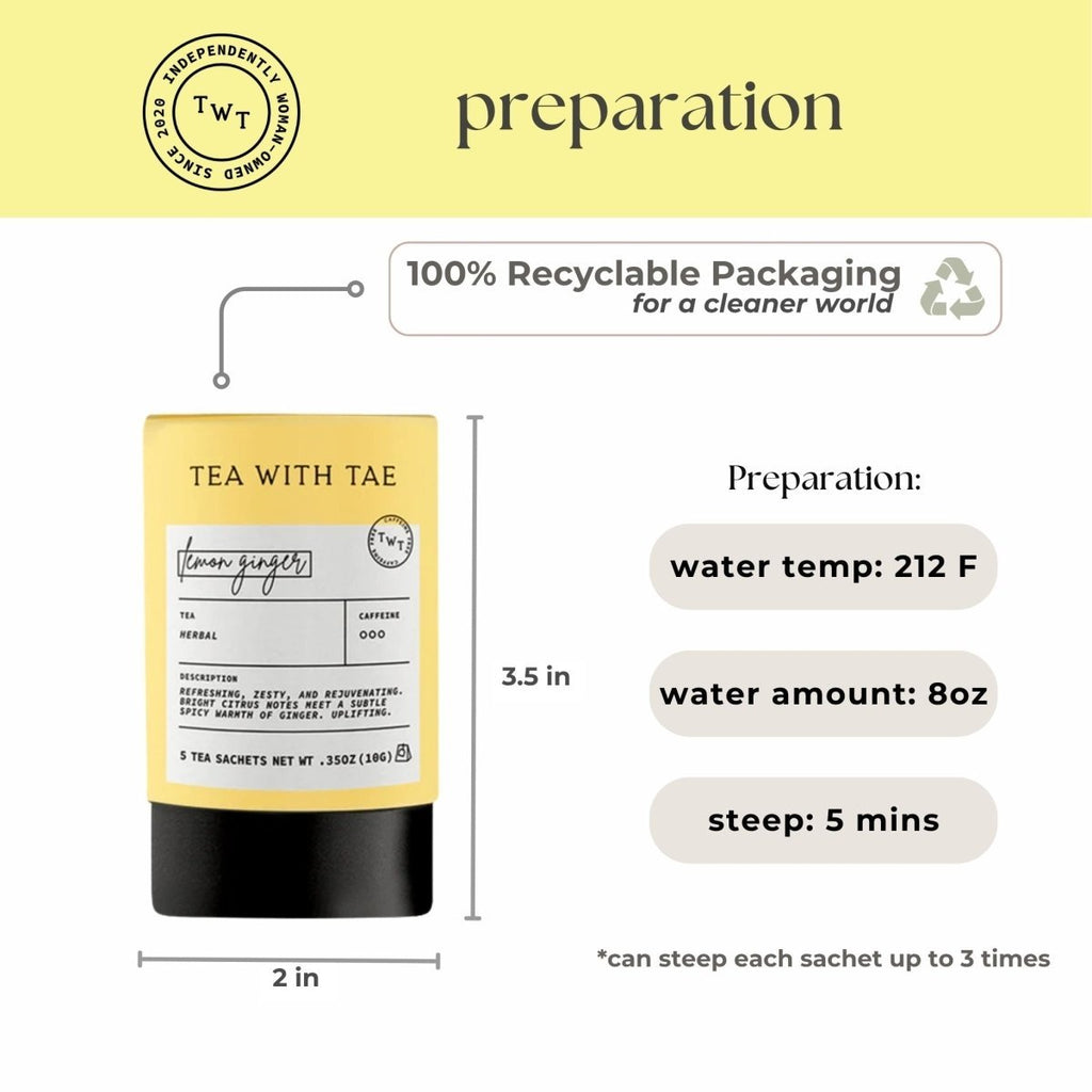 Lemon Ginger Mini Tea Tube – Zesty Herbal Rejuvenation Blend preparation instructions