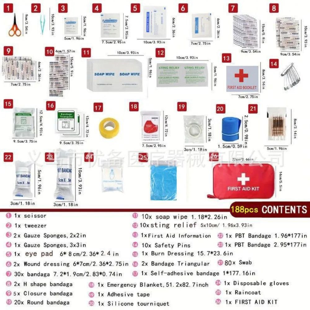 Emergency First Aid Kit – 188-Piece Travel & Outdoor Essentials