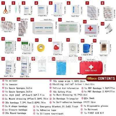 Emergency First Aid Kit – 188-Piece Travel & Outdoor Essentials