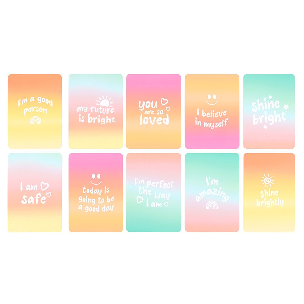 Mindful Moments Affirmation Cards – 10 Messages + Wooden Stand