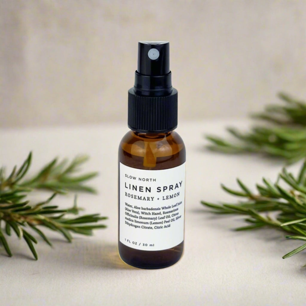Mini Linen Spray - Rosemary & Lemon in a travel size bottle