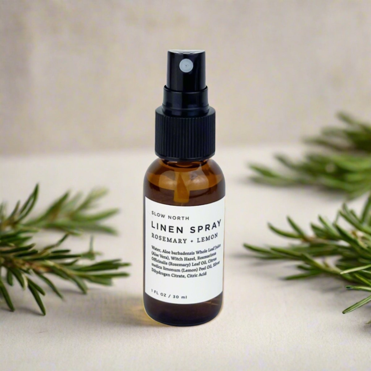 Mini Linen Spray - Rosemary & Lemon in a travel size bottle