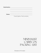 Minimalist Carry-On Packing List PDF - 3ozs