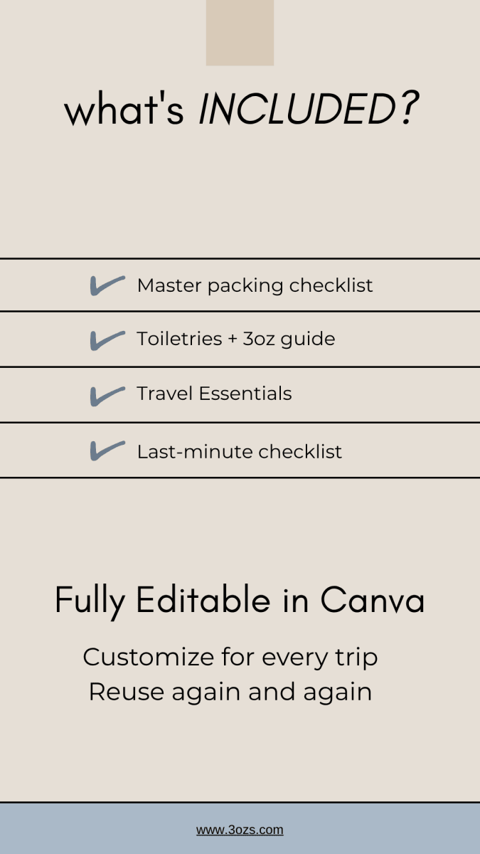 Minimalist Carry-On Packing List PDF - 3ozs