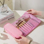 Multi-Function Folding Beauty & Brush Bag with organized brushes