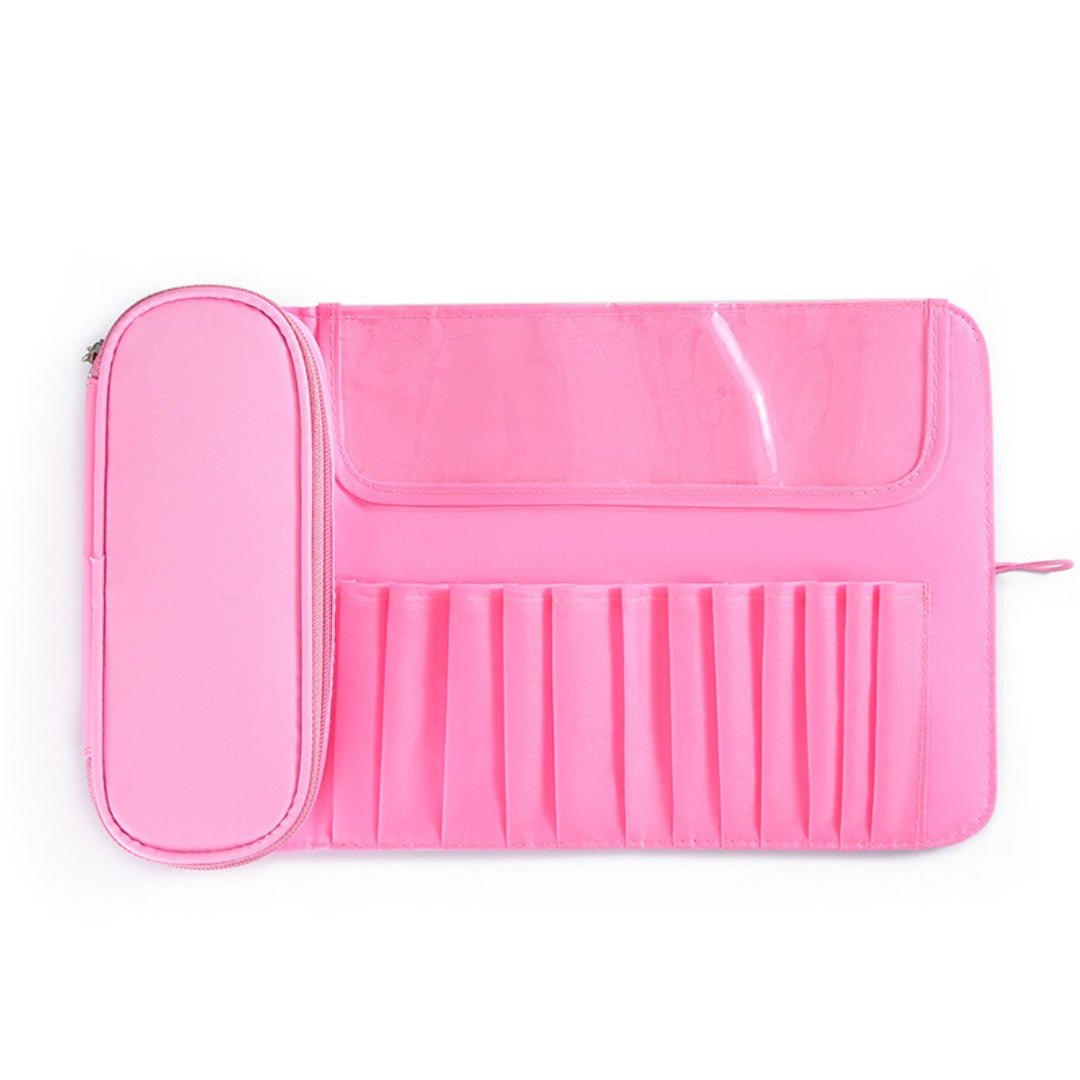 Multi-Function Folding Beauty & Brush Bag in pink design