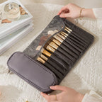 Multi-Function Folding Beauty & Brush Bag with organized makeup brushes