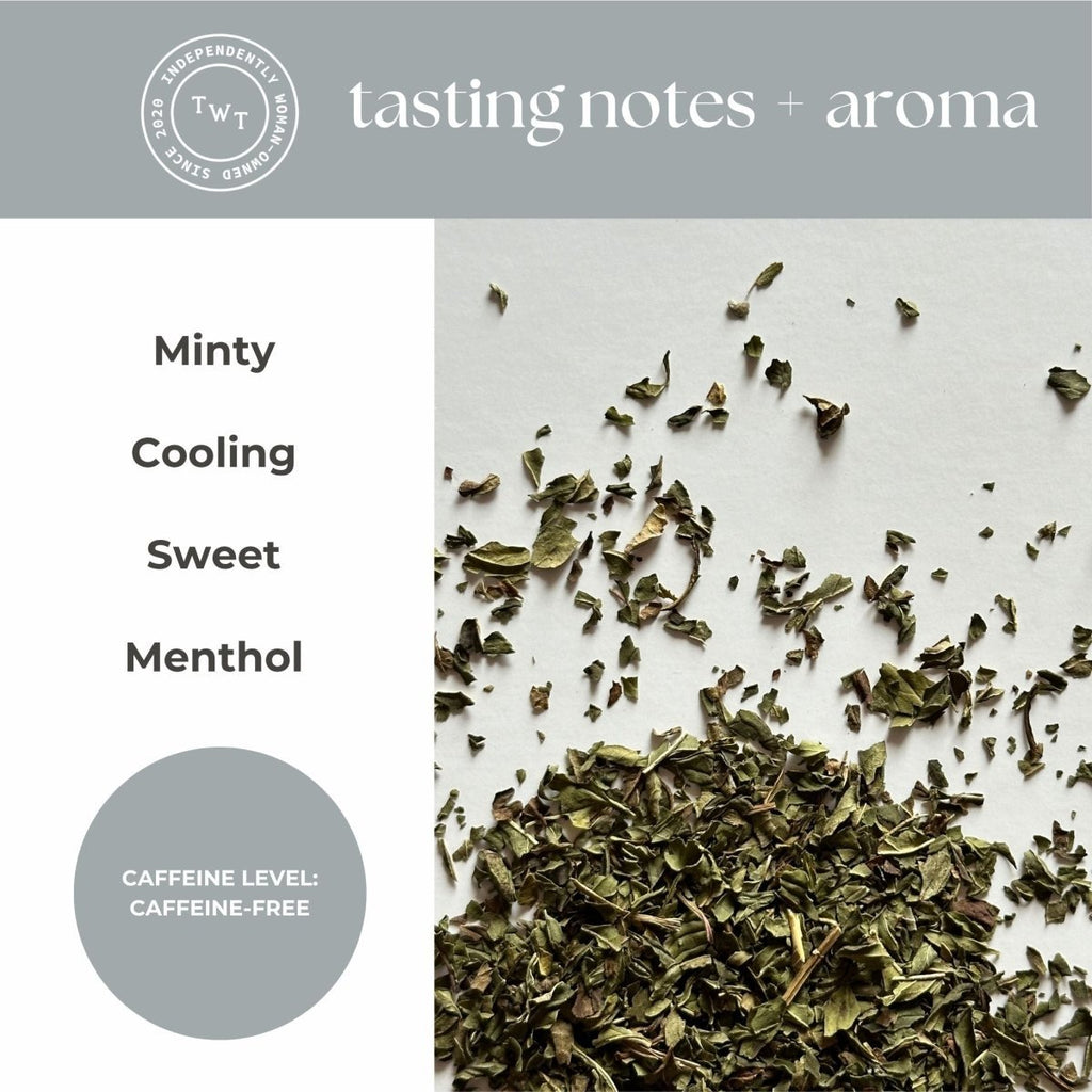 Peppermint Mini Tea Tube – Crisp Herbal Blend (5 Sachets) dried leaves