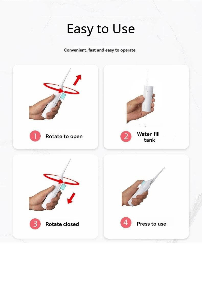 Portable Precision Water Flosser user instructions for easy operation