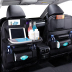Premium PU Leather Car Backseat Organizer with Foldable Tray Table - 3ozs
