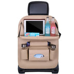 Premium PU Leather Car Backseat Organizer with Foldable Tray Table - 3ozs