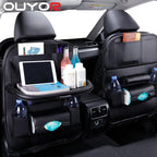 Premium PU Leather Car Backseat Organizer with Foldable Tray Table - 3ozs