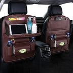 Premium PU Leather Car Backseat Organizer with Foldable Tray Table - 3ozs