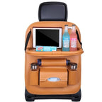 Premium PU Leather Car Backseat Organizer with Foldable Tray Table - 3ozs