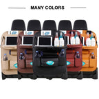 Premium PU Leather Car Backseat Organizer with Foldable Tray Table - 3ozs