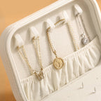 PU Leather Travel Jewelry Organizer with anti-tangle hooks