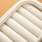 Close-up of PU Leather Travel Jewelry Organizer plush compartments