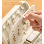 PU Leather Travel Jewelry Organizer with necklaces and earrings