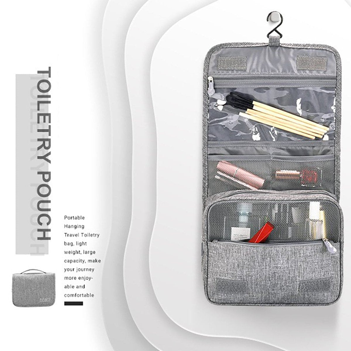 Puffy Hanging Toiletry Bag | 4 - Compartment Travel Kit - 3ozs