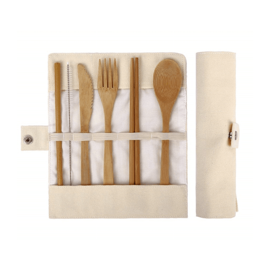 Reusable Bamboo Cutlery Travel Set – Eco - Friendly Utensils + Canvas Case - 3oz Essentials