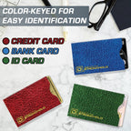 RFID Blocking Credit Card and Passport Sleeves (20 Pack) color-keyed for easy identification