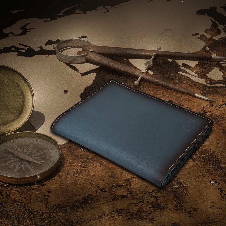 RFID Blocking Leather Passport Wallet on a vintage map
