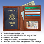 RFID Blocking Leather Passport Wallet with multiple slots