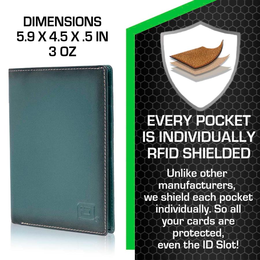RFID Blocking Leather Passport Wallet dimensions and features