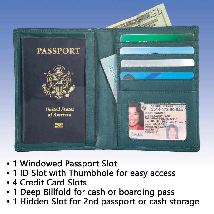 RFID Blocking Leather Passport Wallet with multiple slots