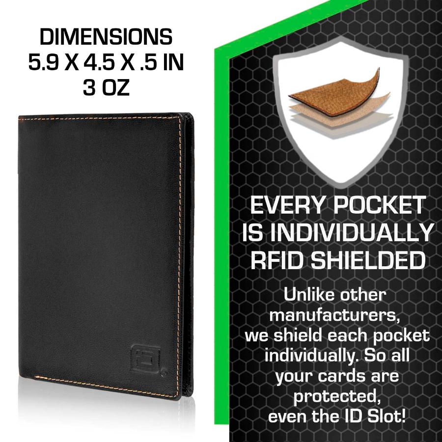 RFID Blocking Leather Passport Wallet dimensions and features