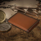 RFID Blocking Leather Passport Wallet on a world map background