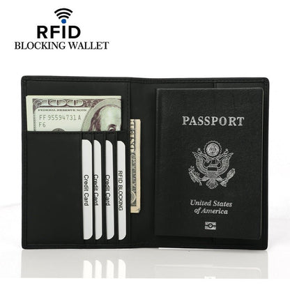 RFID Shielded Passport Wallet – Waterproof PU Travel Organizer - 3oz Essentials