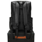 Black backpack on a white background