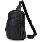 Black sling bag with 'ELLE' branding on a white background