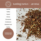 Rooibos Chai Mini Tea Tube – Spiced Herbal Comfort Blend ingredients with tasting notes, caffeine free.