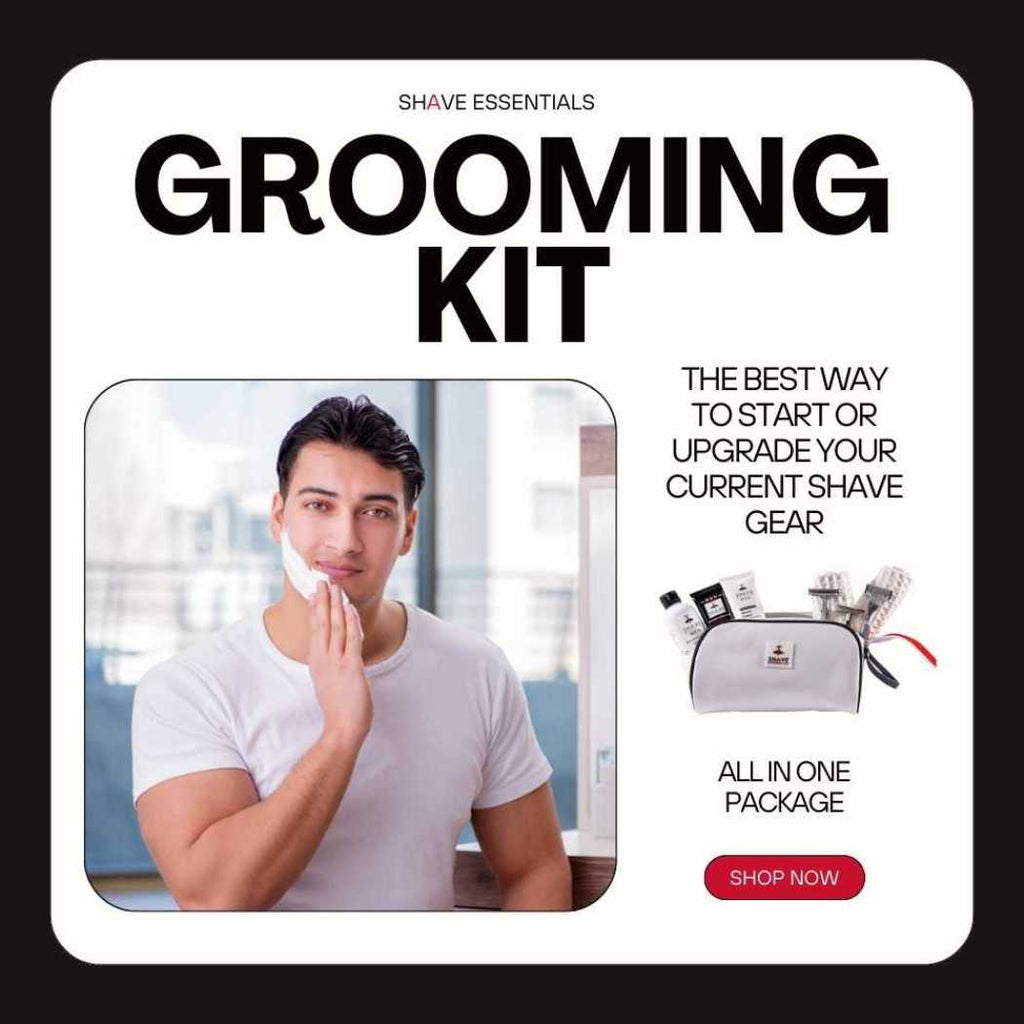 Shave Essentials Grooming Kit with Travel Bag for a smooth routine.