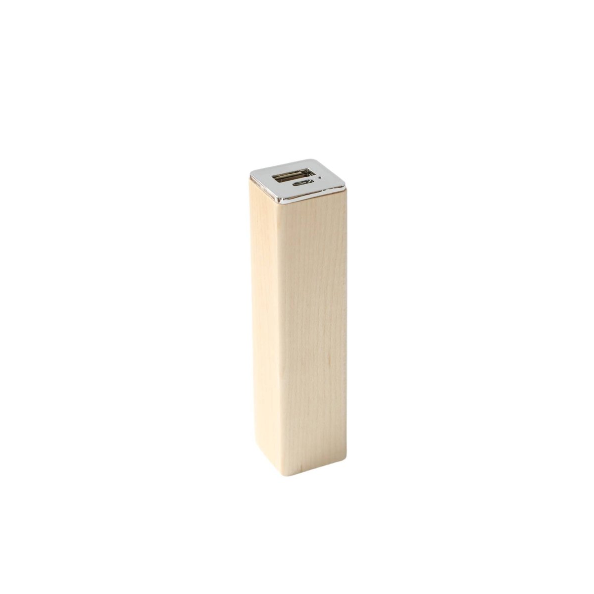 Square Tube Maple Power Bank – Compact 2200mAh Charger in minimalist wood design