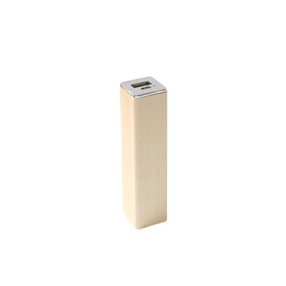 Square Tube Maple Power Bank – Compact 2200mAh Charger - 3oz Essentials