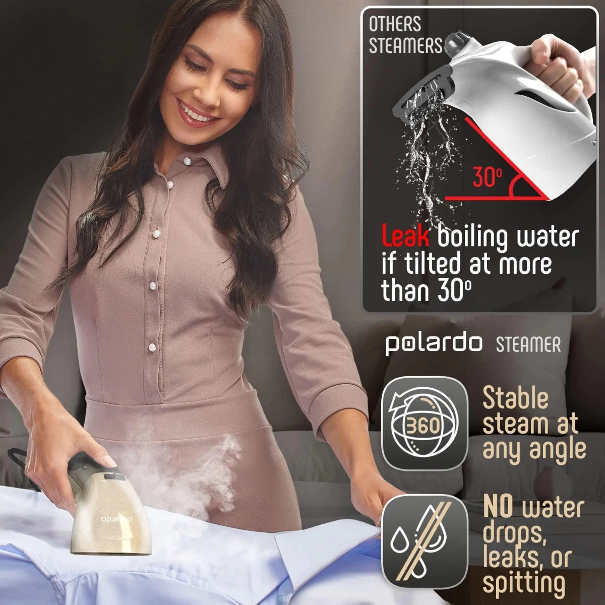 The 360° Anti - Spill Travel Steamer (Gold) - 3ozs