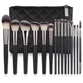 The Essentials 15-Piece Matte Black Makeup Brush Set for travel