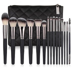 The Essentials 15-Piece Matte Black Makeup Brush Set for travel
