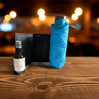 ✈️ The Jetsetter travel size essentials in blue water bottle, toner, and passport wallet.