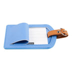The Luggage Tag made of durable PU leather in blue.