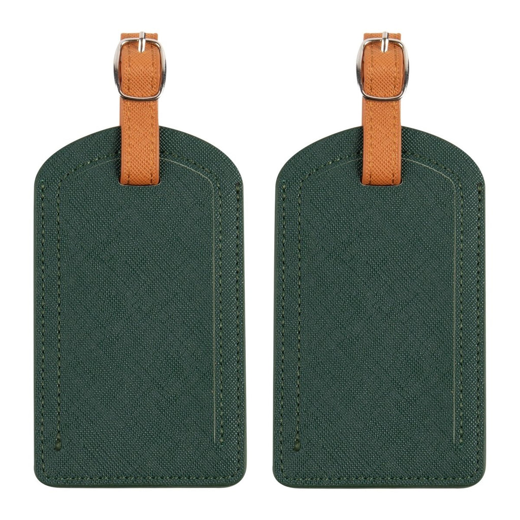 The Luggage Tag in green PU leather, stylish and durable