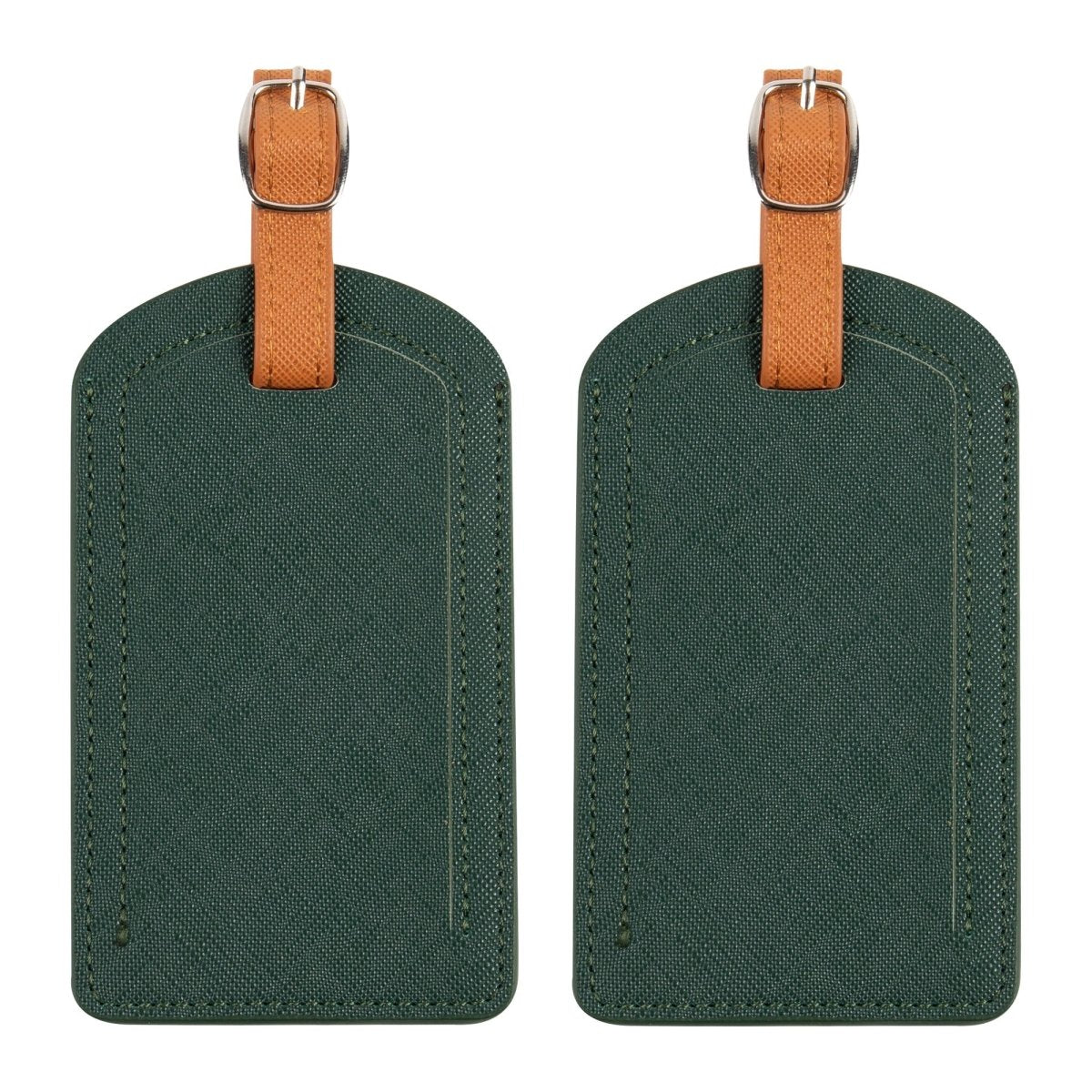 The Luggage Tag in green PU leather, stylish and durable