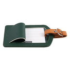 The Luggage Tag in green and brown with ID card holder