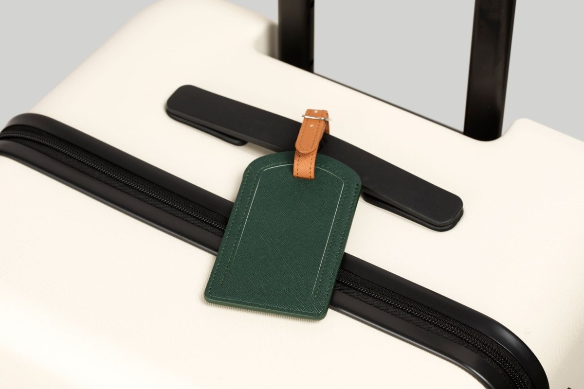 The Luggage Tag on a suitcase, ideal for travel essentials.