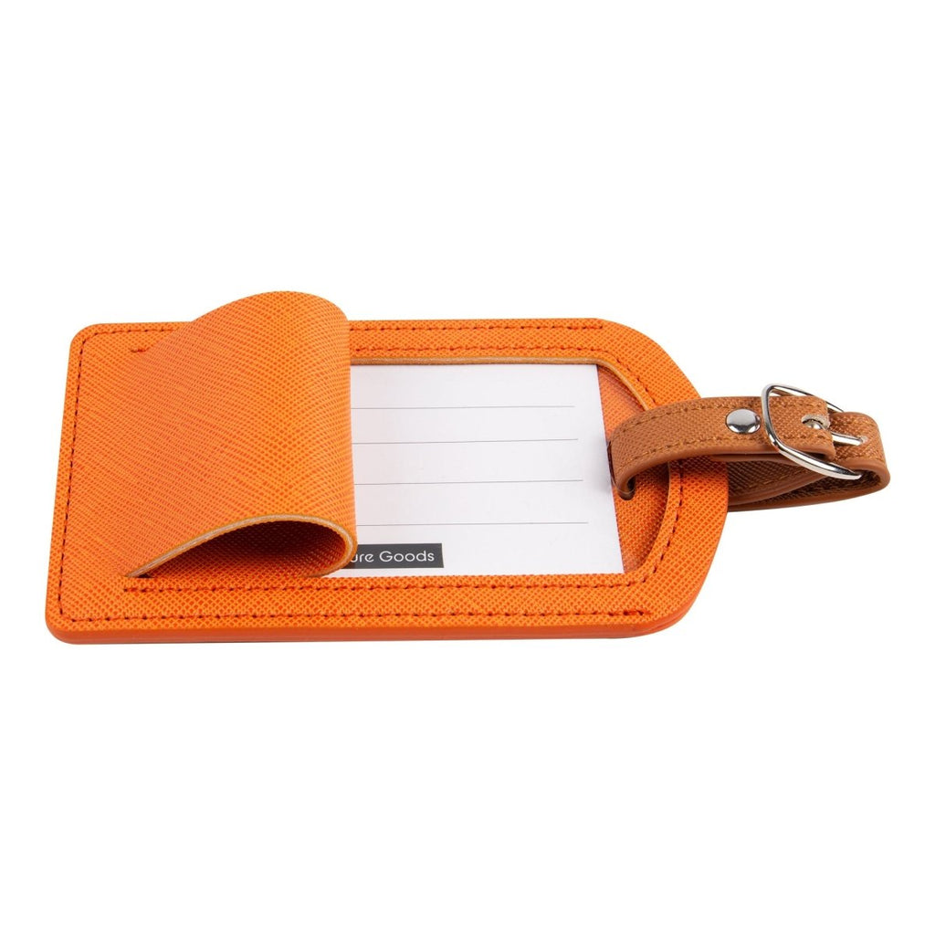 The Luggage Tag in bright orange with ID slot