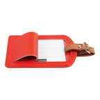 The Luggage Tag in vibrant red with PU leather design.